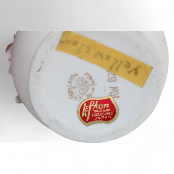 Lefton China Hand Painted Porcelain Pitcher Vase W/ Floral Details 7" Tall Japan - Picture 6 of 9